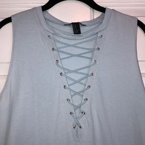 Forever21 Light Blue Lace Up Dress Small